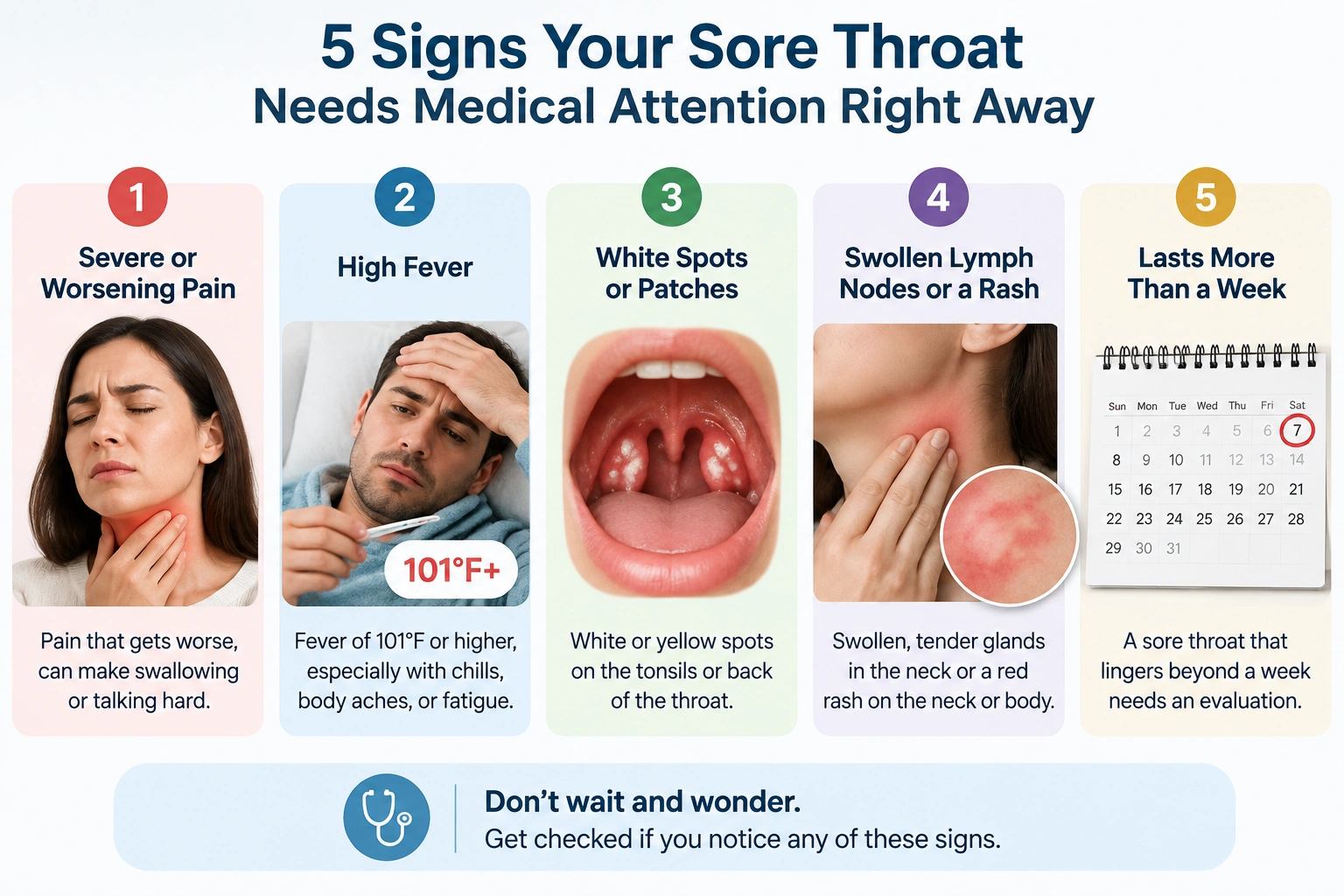 5 sign of sore throat